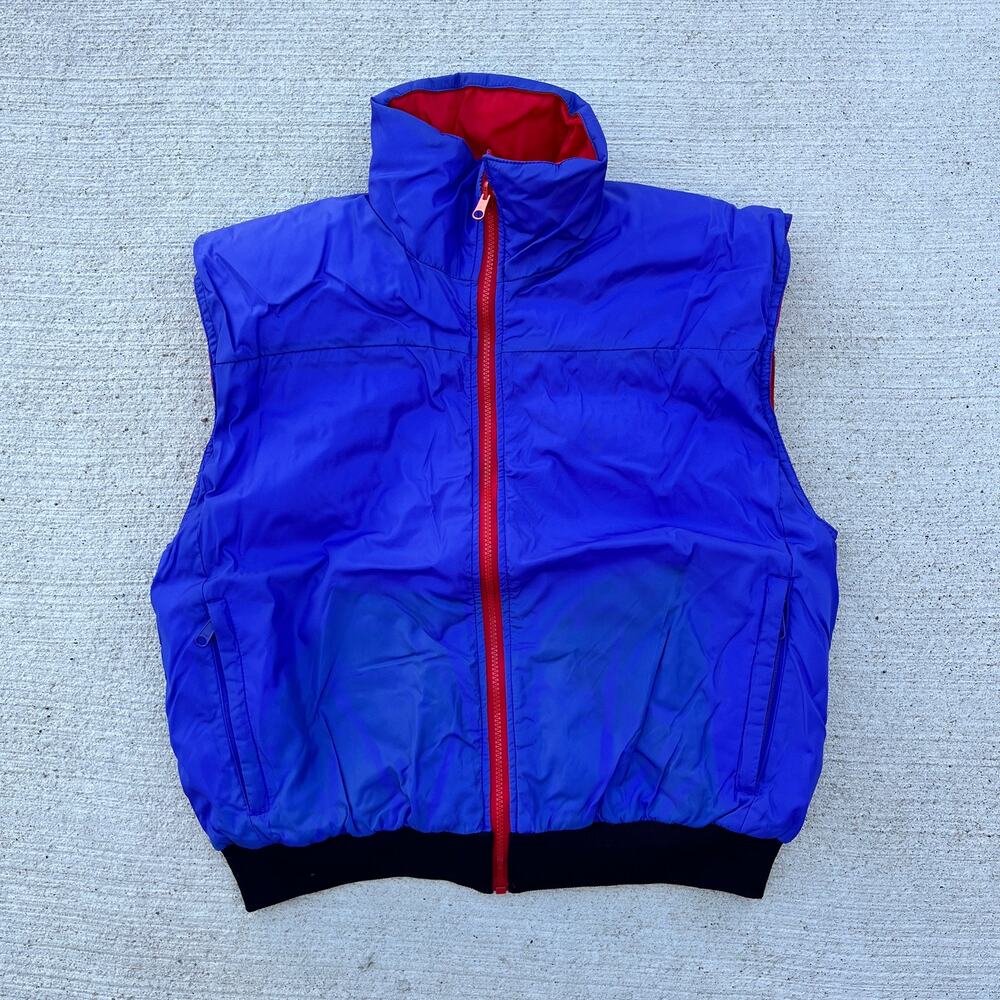 Vintage St. Johns Bay Blue & Red Reversible Vest Size Medium